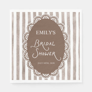 Serviette En Papier Serviettes de mariage marron en dentelle vintage