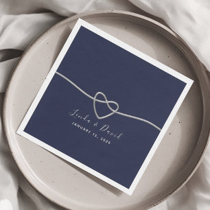 Serviette En Papier Serviettes de mariage minimalistes bleu marine