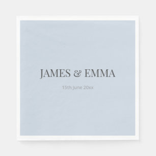 Serviette En Papier Serviettes de mariage minimalistes Bleu poussiér