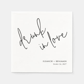 Serviette En Papier Serviettes de mariage minimalistes 'Ivre d'amour'