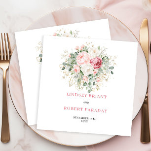 Serviette En Papier Serviettes de mariage minimalistes Rose Eucalyptus
