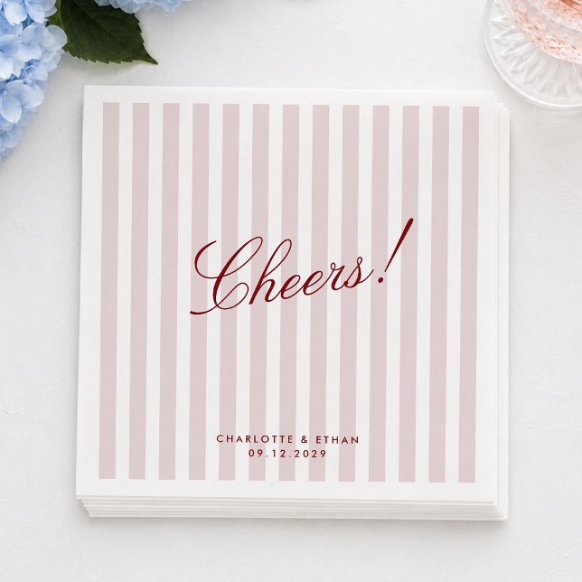 Serviette En Papier Serviettes de mariage modernes à rayures verticale (Créateur téléchargé)