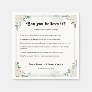 Serviette En Papier Serviettes de mariage modernes avec des faits amus