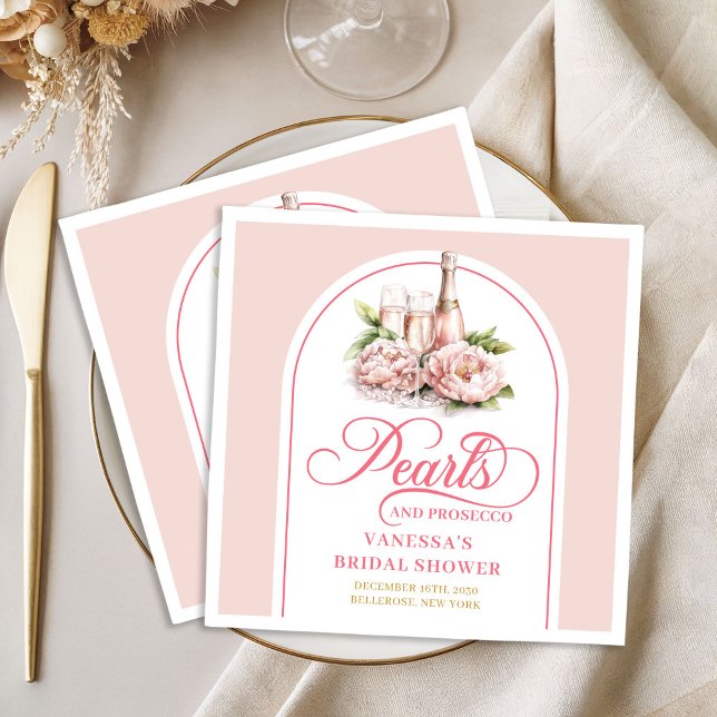 Serviette En Papier Serviettes de mariage modernes personnalisées rose (Modern Personalized Blush and Gold Bridal Napkin)