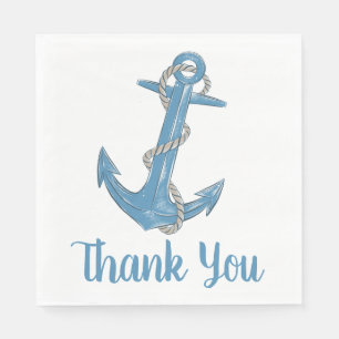 Serviette En Papier Serviettes de mariage nautiques bleues et blanches