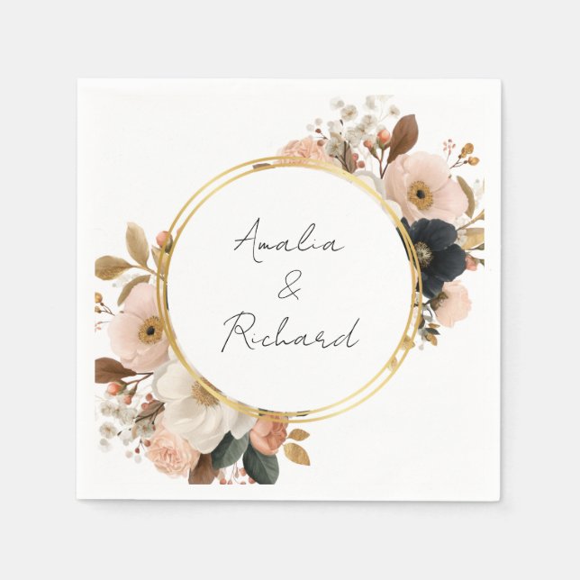 Serviette En Papier Serviettes de mariage personnalisées à motif flora (Devant)