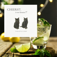 Serviettes de mariage personnalisées avec 2 chats