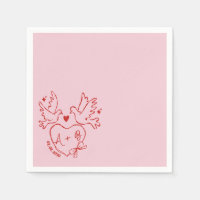 Serviettes de mariage personnalisées avec cœur de