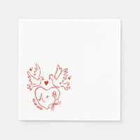 Serviettes de mariage personnalisées avec cœur de 
