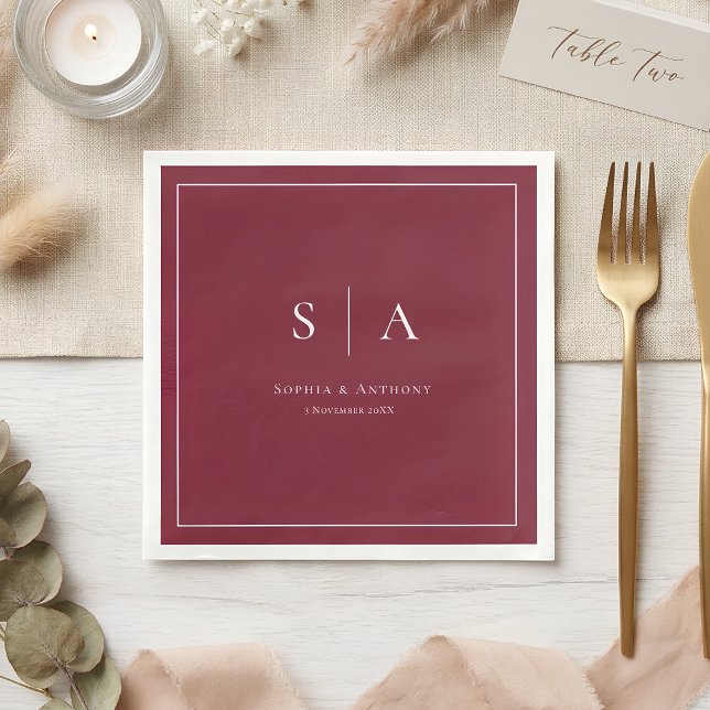 Serviette En Papier Serviettes de mariage personnalisées avec initiale (Créateur téléchargé)