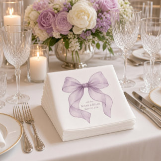 Serviette En Papier Serviettes de mariage personnalisées avec ruban la