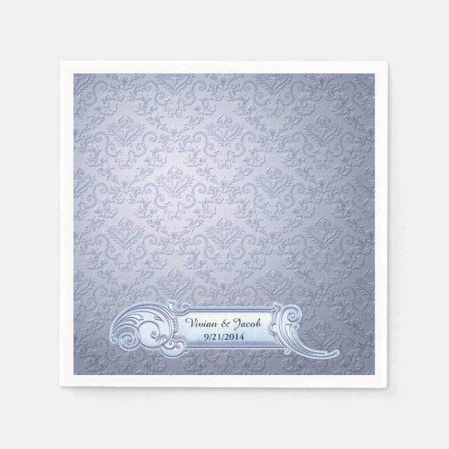 Serviette En Papier Serviettes de mariage personnalisées bleu glace (Devant)