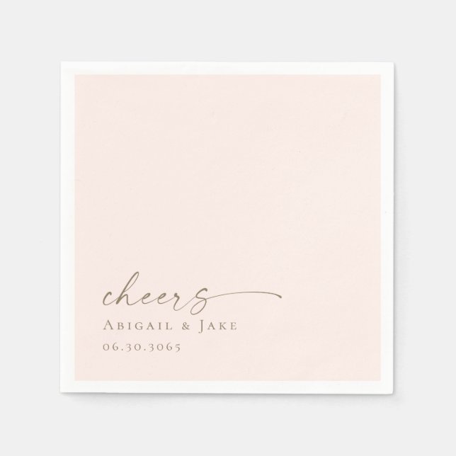 Serviette En Papier Serviettes de Mariage personnalisées Blush & Gold (Devant)