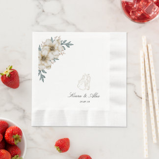 Serviette En Papier Serviettes de mariage personnalisées élégantes - P