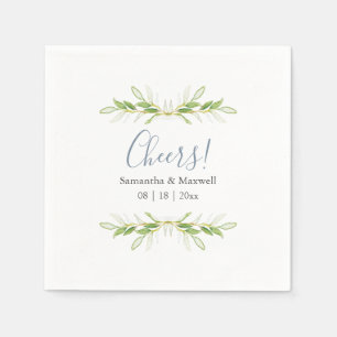 Serviette En Papier Serviettes de mariage personnalisées Feuilles vert