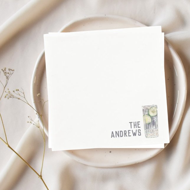 Serviette En Papier Serviettes de mariage personnalisées Gin & Cocktai (Gin & Tonic Napkins)