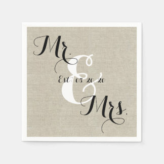 Serviette En Papier Serviettes de mariage personnalisées Rustique M. e