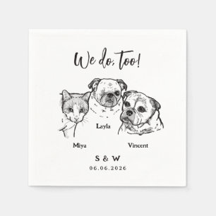 Serviette En Papier Serviettes de mariage pour 3 animaux de compagnie