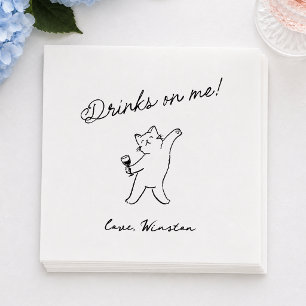 Serviette En Papier Serviettes de mariage pour chat « Drinks on Me » d