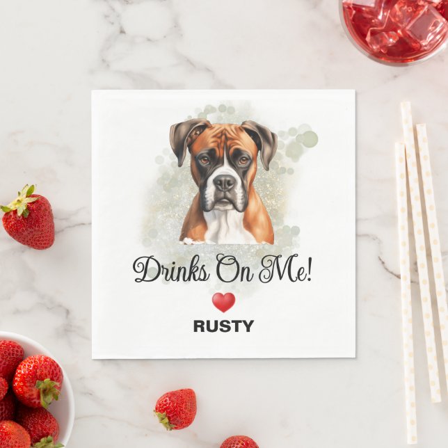 Serviette En Papier Serviettes de mariage pour chien boxer Drinks on M (En situation)