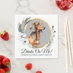 Serviette En Papier Serviettes de mariage pour chien Dachshund avec ph
