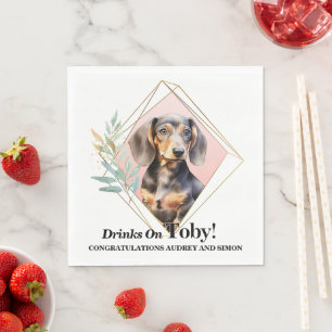 Serviette En Papier Serviettes de mariage pour chien Dachshund avec ph