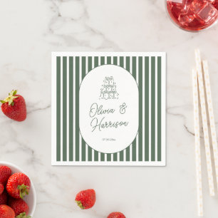 Serviette En Papier Serviettes de mariage rayées vert foncé prépa caba