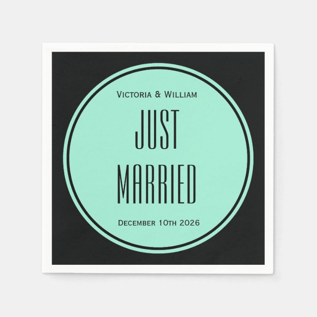 Serviette En Papier Serviettes de mariage rétro Just Married (Devant)
