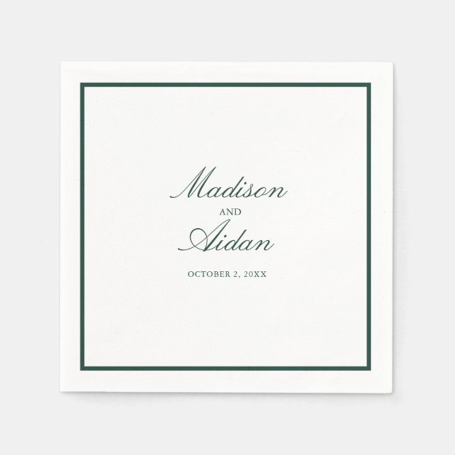 Serviette En Papier Serviettes de mariage romantique Green Custom (Devant)