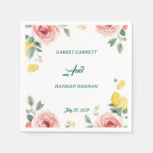 Serviettes de mariage rose et citron de la Méditer