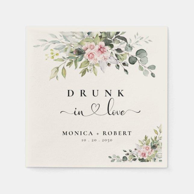 Serviette En Papier Serviettes de Mariage Rose vert (Devant)