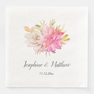 Serviette En Papier Serviettes de Mariage Rustic Desert Succulents