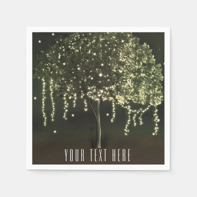 Serviette En Papier Serviettes de Mariage Rustique Mossy Lighted Tree (Devant)