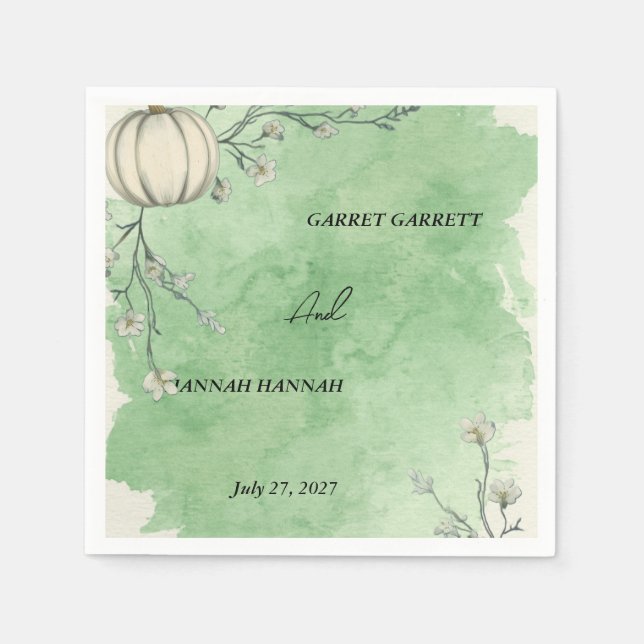 Serviette En Papier Serviettes de mariage rustiques vert automne citro (Devant)