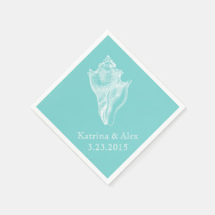 Serviette En Papier Serviettes de mariage Sea Shell Aqua Beach