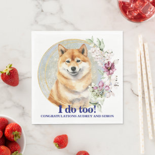 Serviette En Papier Serviettes de mariage Shiba inu avec photo de chie