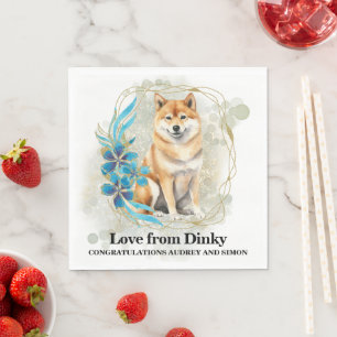 Serviette En Papier Serviettes de mariage Shiba inu avec photo de chie