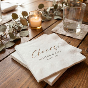 Serviette En Papier Serviettes de mariage Simple Neutre Or Cheers