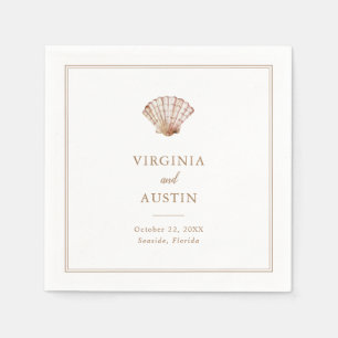 Serviette En Papier Serviettes de mariage simples classiques coquillag