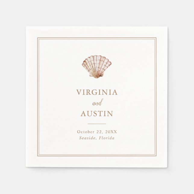 Serviette En Papier Serviettes de mariage simples classiques coquillag (Devant)