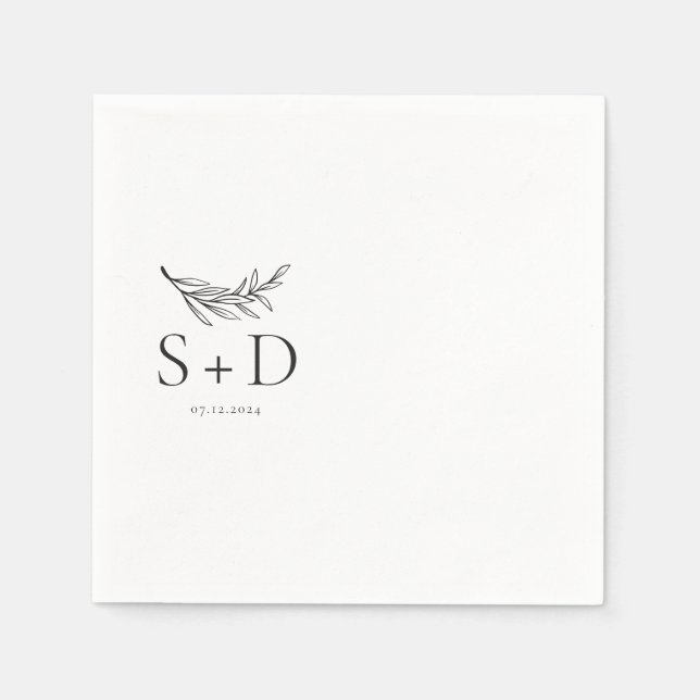 Serviette En Papier Serviettes de mariage simples monogrammes (Devant)