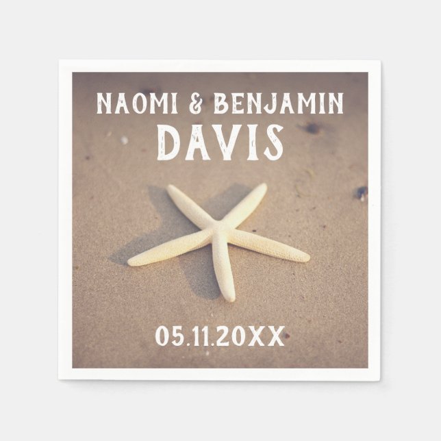 Serviette En Papier Serviettes de mariage Starfish Beach (Devant)