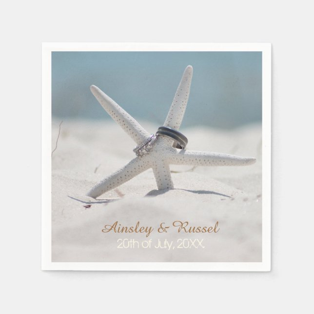 Serviette En Papier Serviettes de mariage Starfish Beach (Devant)