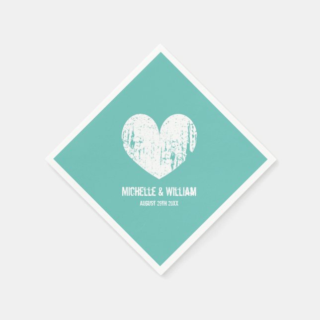 Serviette En Papier Serviettes de mariage sur la plage | rustique turq (Coin)