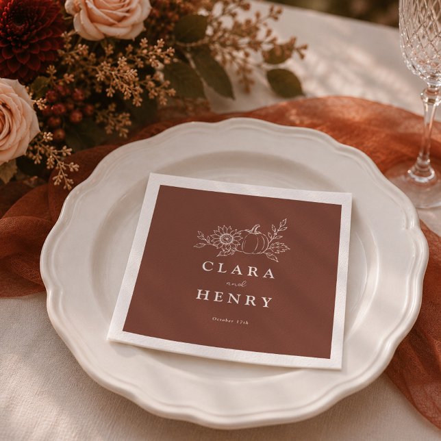 Serviette En Papier Serviettes de mariage Terracotta Rust Pumpkin Sunf (Créateur téléchargé)