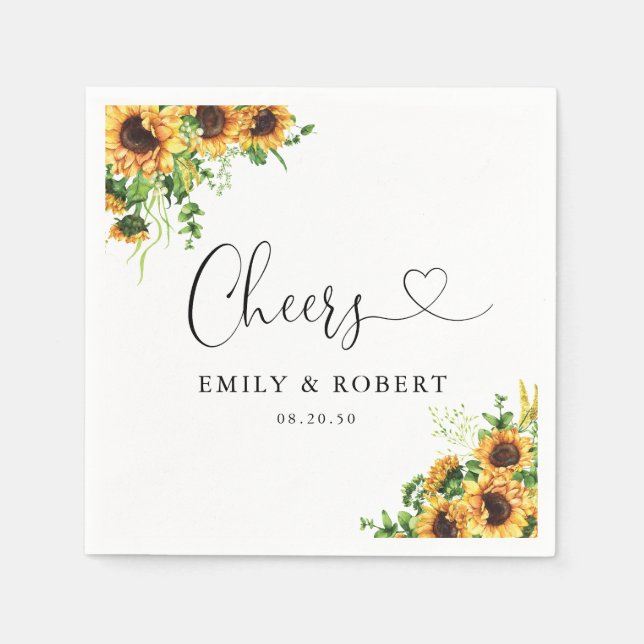 Serviette En Papier Serviettes de mariage Tournesol (Devant)