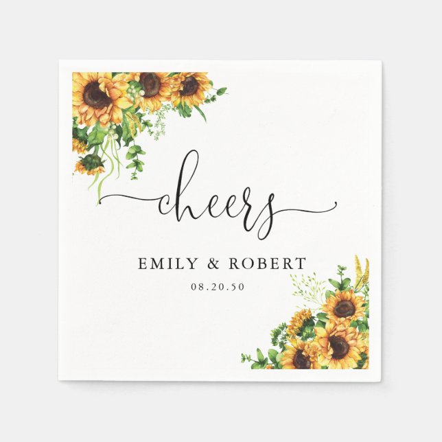 Serviette En Papier Serviettes de mariage Tournesol (Devant)
