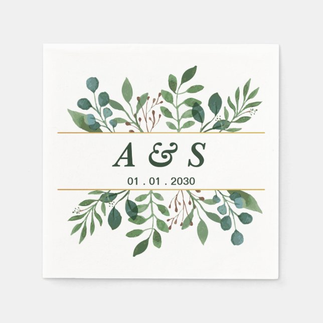 Serviette En Papier Serviettes de Mariage vert blanc (Devant)