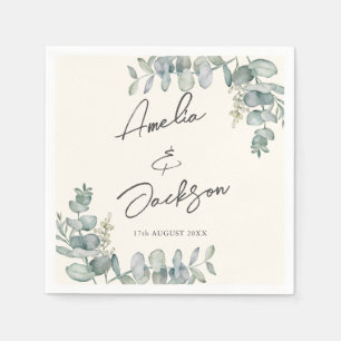 Serviette En Papier Serviettes de mariage vert sauge eucalyptus rustiq