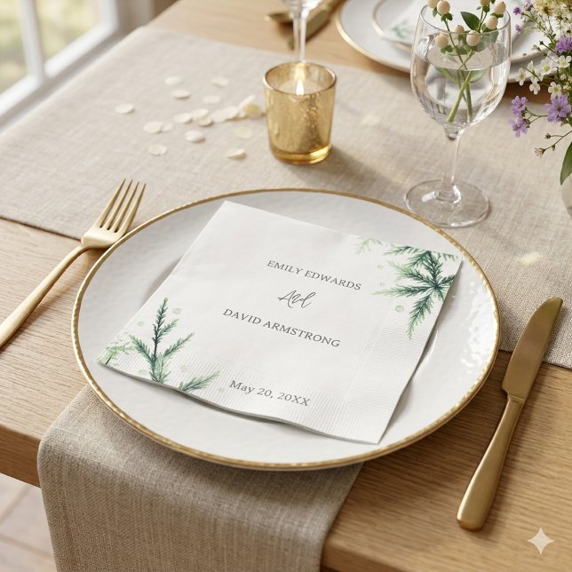Serviette En Papier Serviettes de mariage vert sauge moderne (Créateur téléchargé)